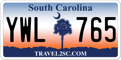 SC license plate YWL765