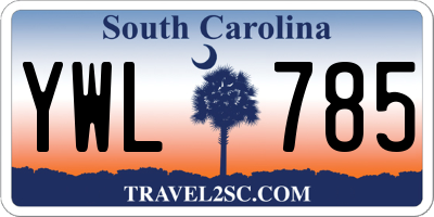 SC license plate YWL785