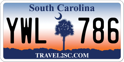 SC license plate YWL786
