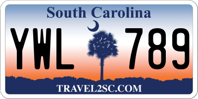 SC license plate YWL789