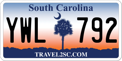 SC license plate YWL792