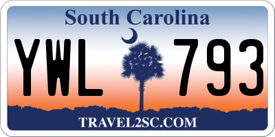 SC license plate YWL793