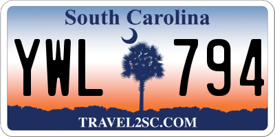 SC license plate YWL794