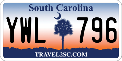 SC license plate YWL796