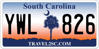 SC license plate YWL826
