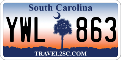 SC license plate YWL863