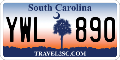 SC license plate YWL890