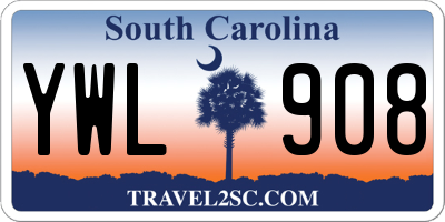 SC license plate YWL908