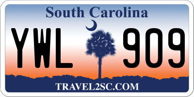 SC license plate YWL909