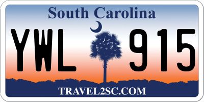 SC license plate YWL915