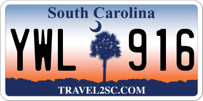 SC license plate YWL916