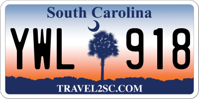 SC license plate YWL918