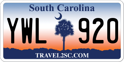 SC license plate YWL920