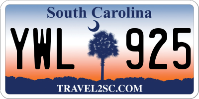 SC license plate YWL925