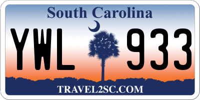 SC license plate YWL933