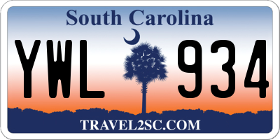 SC license plate YWL934