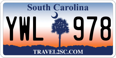 SC license plate YWL978