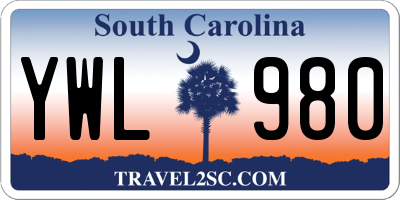 SC license plate YWL980