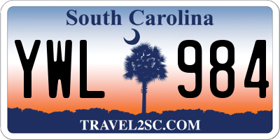 SC license plate YWL984