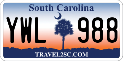 SC license plate YWL988
