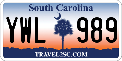 SC license plate YWL989