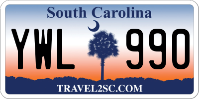 SC license plate YWL990