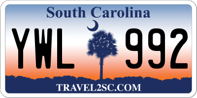 SC license plate YWL992