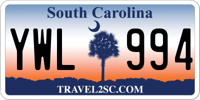 SC license plate YWL994