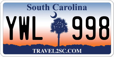 SC license plate YWL998