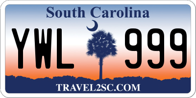 SC license plate YWL999