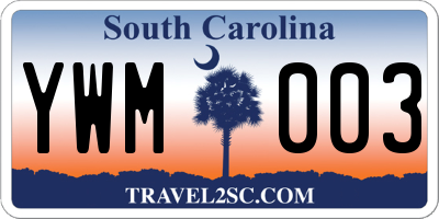 SC license plate YWM003