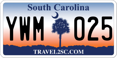 SC license plate YWM025