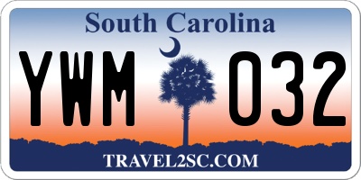 SC license plate YWM032