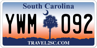 SC license plate YWM092