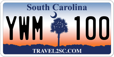 SC license plate YWM100