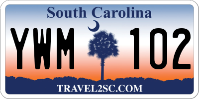SC license plate YWM102