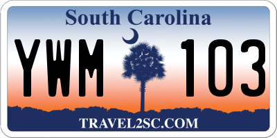 SC license plate YWM103