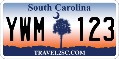 SC license plate YWM123