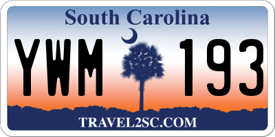 SC license plate YWM193