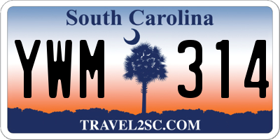 SC license plate YWM314