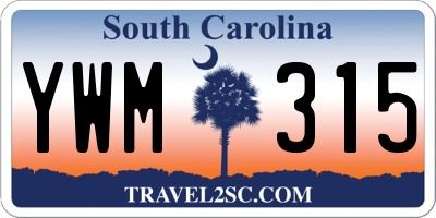 SC license plate YWM315