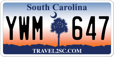 SC license plate YWM647