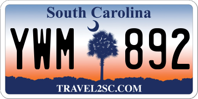 SC license plate YWM892