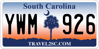 SC license plate YWM926