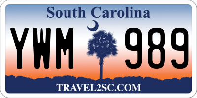 SC license plate YWM989