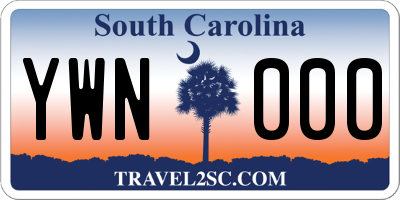 SC license plate YWN000