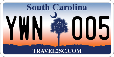 SC license plate YWN005