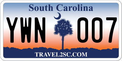 SC license plate YWN007