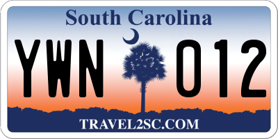 SC license plate YWN012