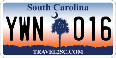 SC license plate YWN016